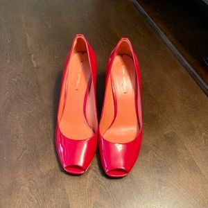 Via Spiga Nordstrom red patent open toe pumps